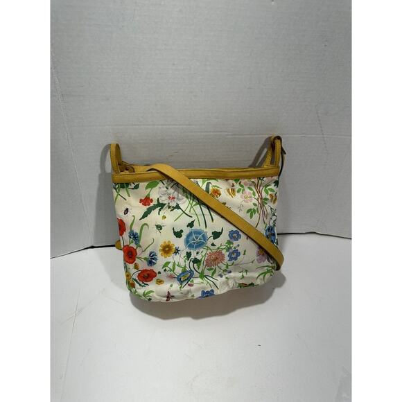 Gucci Flora Canvas Vintage White Yellow Bag Purse Crossbody Floral Japan READ*** - Picture 9 of 16